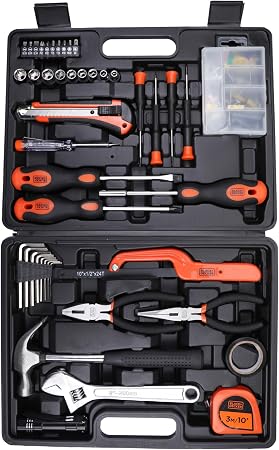 Black & Decker 126 Pieces Hand Tool Kit in Kitbox - BMT126C, Orange/Black, 2 Years Warranty